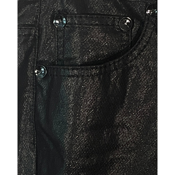 3-FOR-$30 V Cristina Sz 10 Black Jeans Straight Leg Black Shiny Synthetic Fabric - Picture 5 of 8